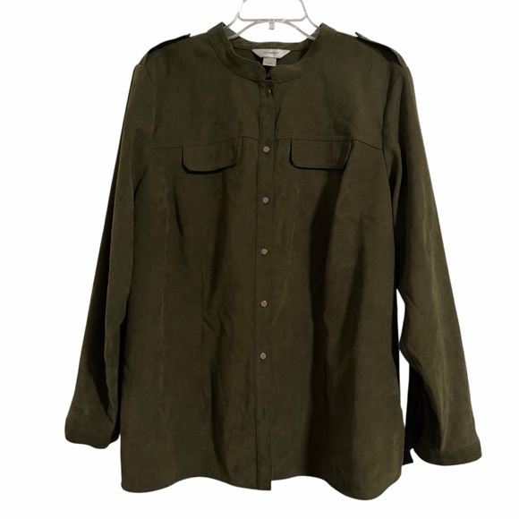 CJ Banks Tops - CJ Banks Dark Olive Shacket - 12